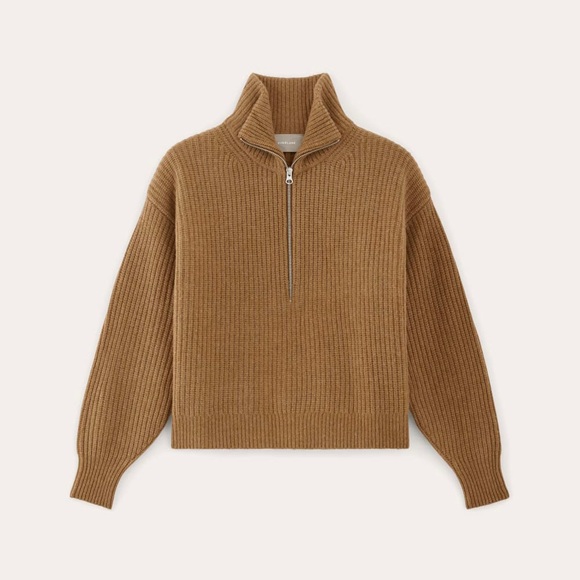 Everlane Sweaters - Everlane The Half-Zip Sweater in Luxe Merino in Deep Camel Size M